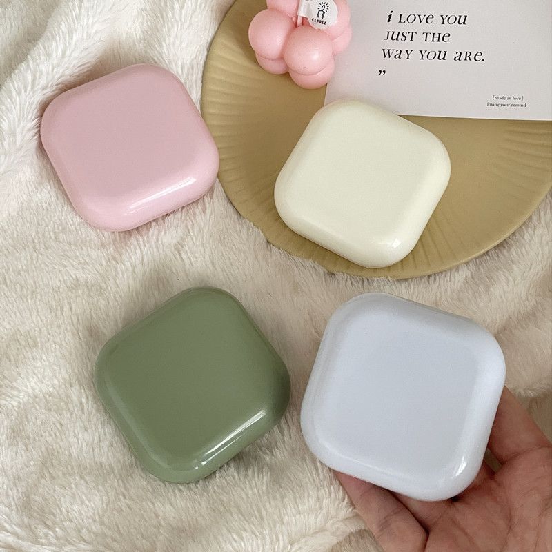 Estuche Mini para Lentes de Contacto de Color con Espejo, Crema
