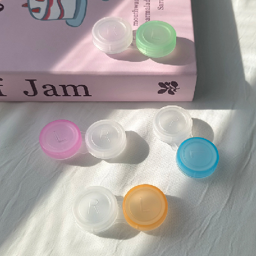 VDHEC Clear Macaron Contact Lens Case, Double Compartment Travel Storage Box