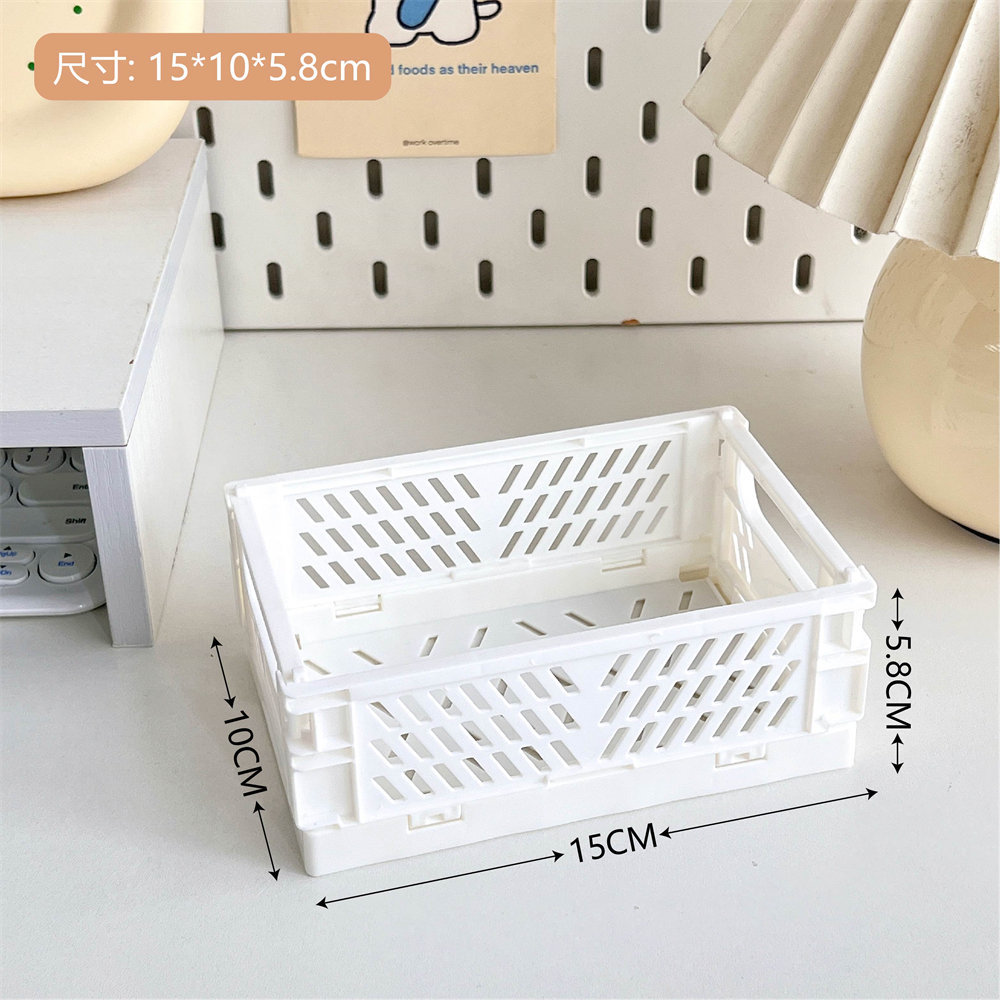 Foldable Plastic Storage Basket for Desk, Toys & Stationery