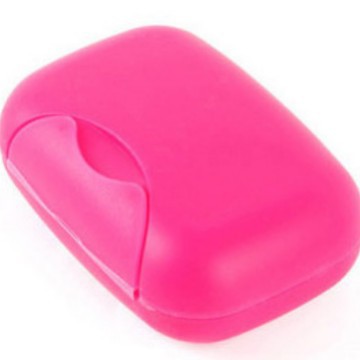Caja de jabón portátil con tapa, soporte plástico de baño en colores dulces