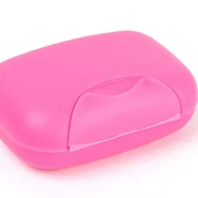 Caja de jabón portátil con tapa, soporte plástico de baño en colores dulces